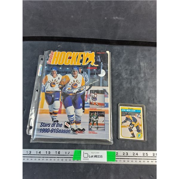 Stars of the WHL 1990 - 91 Season Canadian Hockey Magazine and Joe Mullen Blues Hockey Card