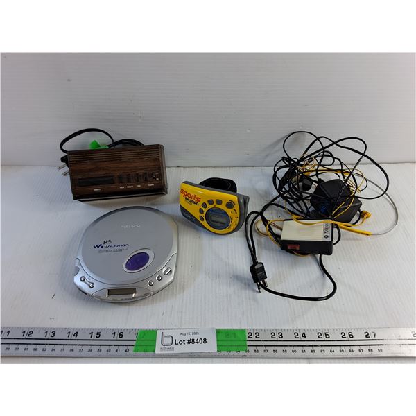 Sony Walkman CD Player and FM/AM Radio, Vintage Alarm and Accessories - As Is