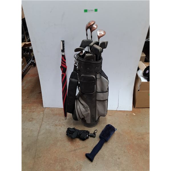 *Castle Bay and Nite Hawk Golf Clubs, Golf Club Bag and (2) Umbrellas - 44", Cannot Ship