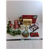 Image 1 : Christmas Decor Lot (Ornaments, Table Cloth, Misc.)