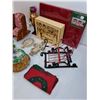 Image 2 : Christmas Decor Lot (Ornaments, Table Cloth, Misc.)