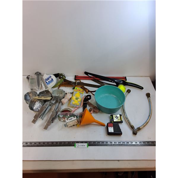 Assorted Electrical, Pet Items, Level, Tape Measure, Rain Gauges, Air Fresheners, Misc.