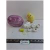 Image 1 : Easter Ornaments Lot (Eggs, Rabbits, Baby Chick Coin Bank)