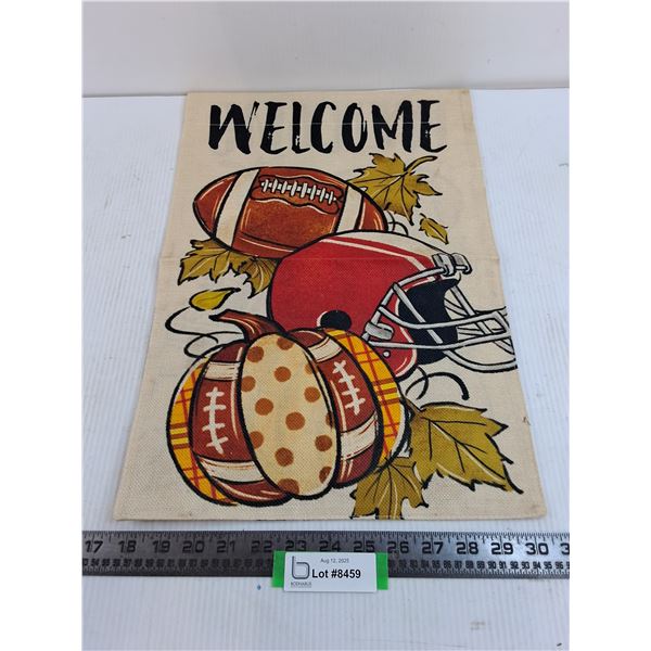 Double-Sided Football Themed "Welcome" Wall Tapestry - 13" x 18.5"