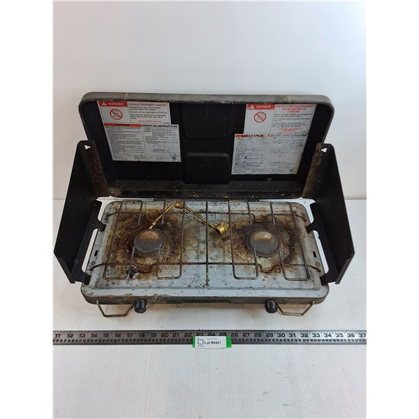 2-Burner Portable Propane Camp Stove - Untested - 21x11x3" - As is