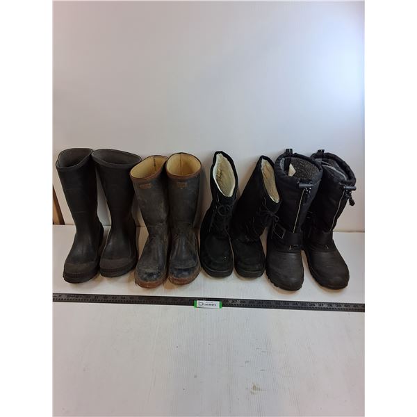 (4) Pairs of Boots (Rubbers & Lace-Ups Size 8, Insulated Size 9)