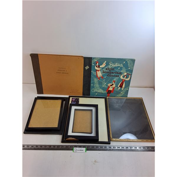 (2) Vintage Box Record Sets (Johann Strauss, Brahm's Hungarian Dances), Assorted Picture Frames