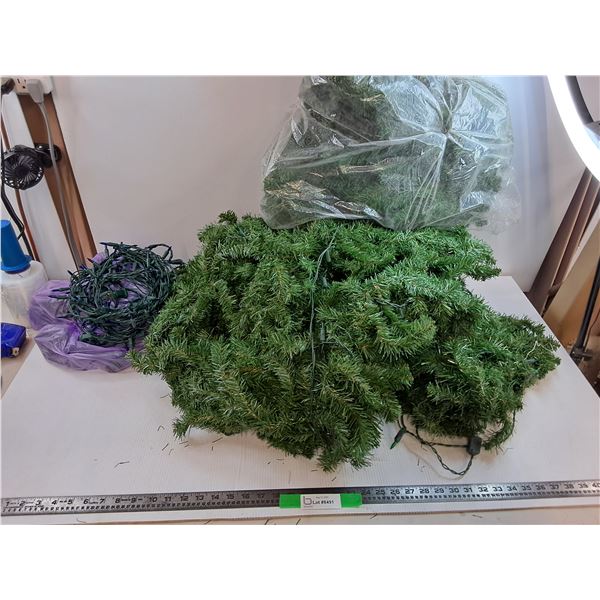 (2) Rolls Of Christmas Wreath Decorations With (5) Rolls of Lights As-IS