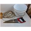 Image 2 : (2) Handsaws, Saw Box, Rope, Bucket
