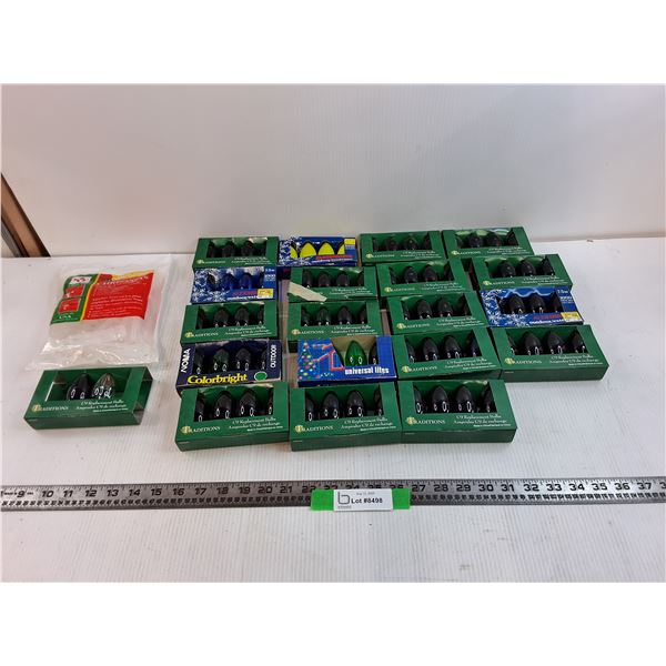 Lot Of (78) C9 Christmas Light Bulbs And (13) Light Clips As-Is