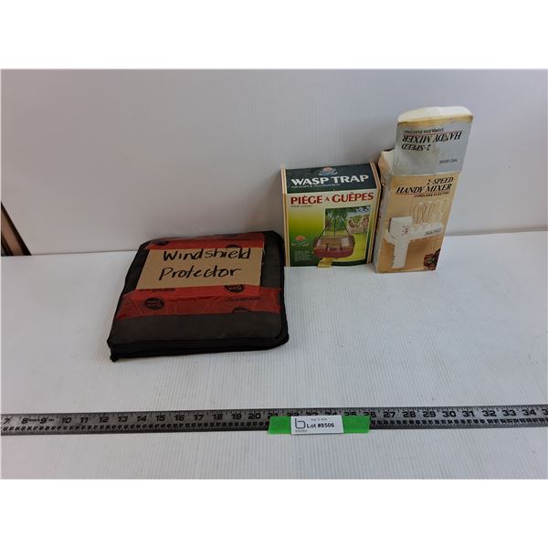 Cloth Windshield Protector, Wasp Trap, Cooking Mixer As-Is