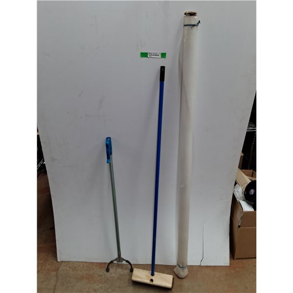 *Grabber Tool, Push Broom Head with Handle and Plastic Sheeting - Cannot Ship