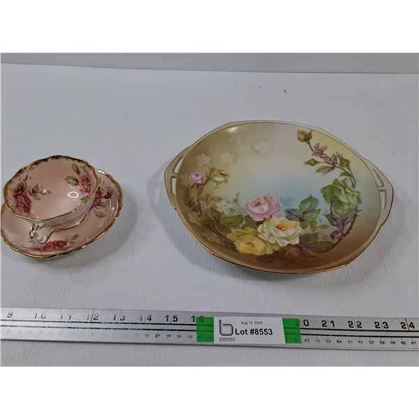 Antique Fine Bone PARAGON Tea Cup and Saucer, Crown Austria Stamp Porcelain Serving Plate