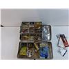 Image 2 : Lot Of Fishing Lures, Hooks, 24" Metal Container
