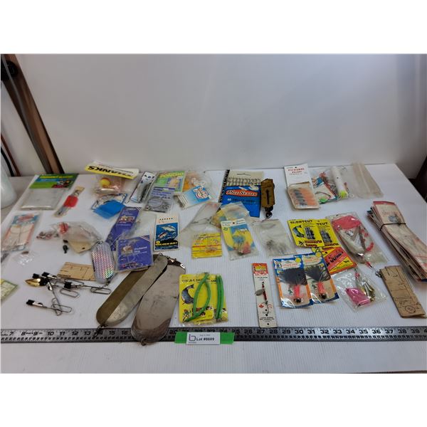 Lot Of Fishing Hooks, Lures, Pickerel Rig, Fish Scale, Misc