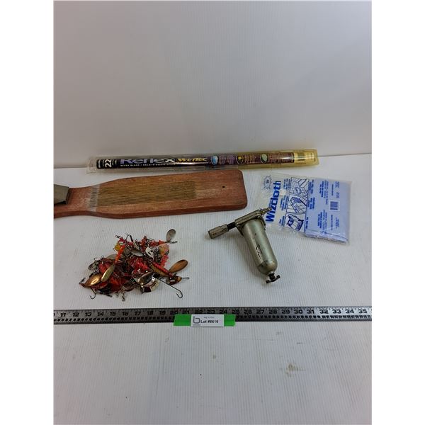22" Reflex Wiper, Lot Of Fishing Hooks And Lures, Hydraulic Filter, Misc