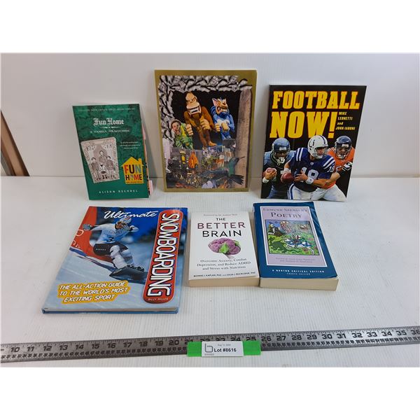 (5) Books, The Better Brain, Poetry, (1) 12" Poster