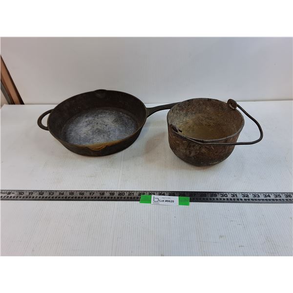 12" KitchenAid Cast Iron Pan, 8" Cast Iron Pot