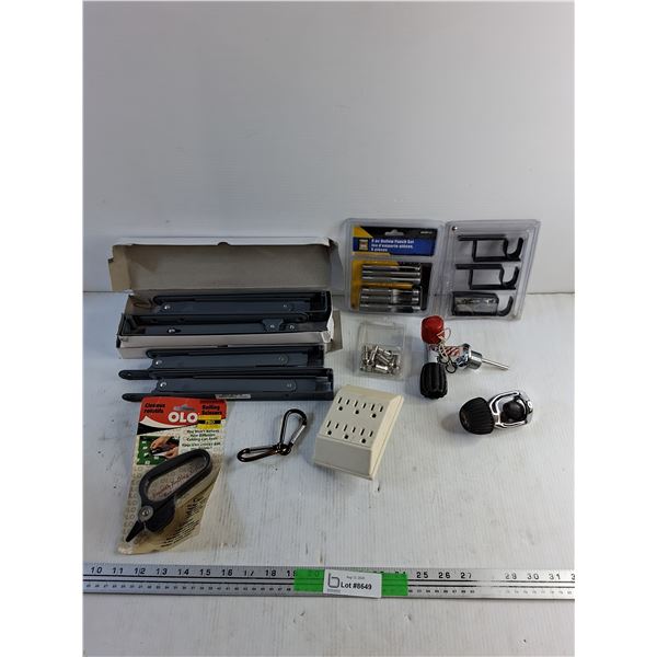 Folding Brackets, Rolling Scissors, Hollow Punch Set, Multi Plug Outlet and Misc