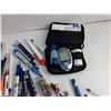 Image 7 : Blood Sugar Digital Tester, Flashlight, Pens, Multi Tool and Misc - As Is