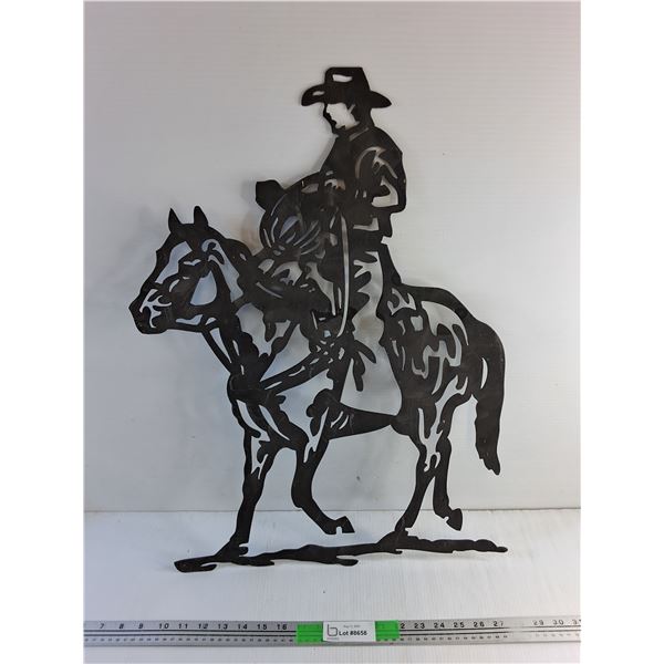 Metal Cowboy Decor - 25" x 19" - Pickup Preferred
