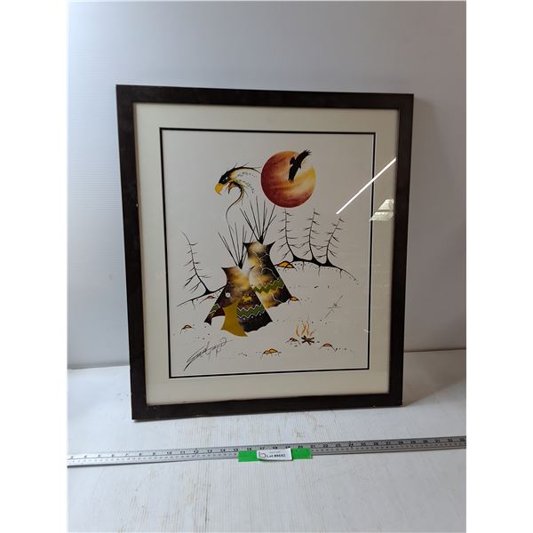 Framed First Nation Painting - 23'' x 26.5''