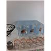 Image 2 : (4) Western Brewing Company Glasses, (10) Small Jars, Basket, Plastic Bin - PICK UP
