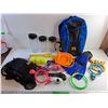 Image 1 : *Swim Fins, Tennis Balls, Tumblers with Lid, Mesh Bag, Rubber Band Gun and Misc