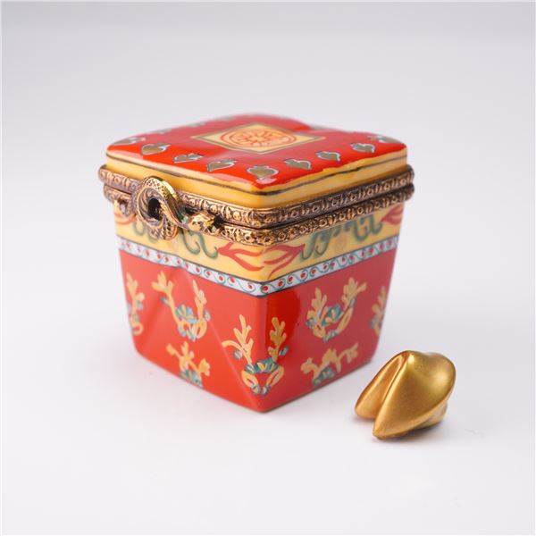 Rochard Limoges Hand Painted Porcelain Box - Chinese Takeout Box Form