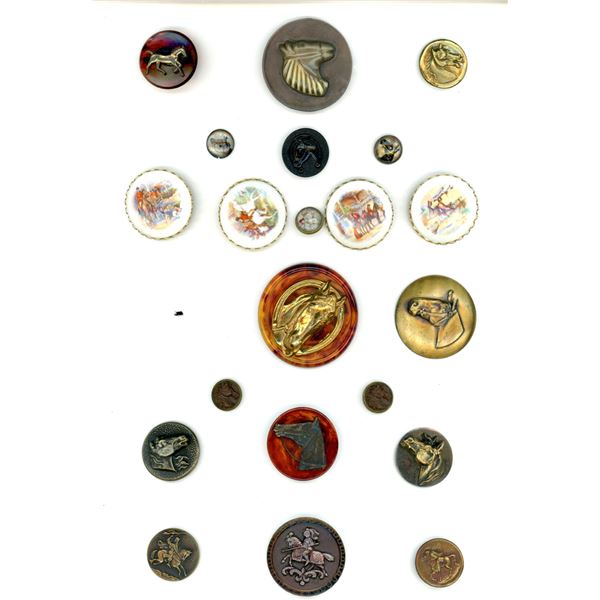 A card of assorted equestrian and horse buttons