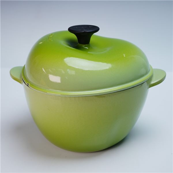2pc Le Creuset Green Apple Cast Iron Cocotte