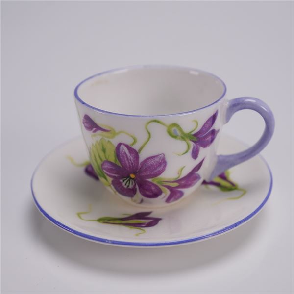 2pc Shelley Miniature Demitasse Cup and Saucer, Violets Dainty