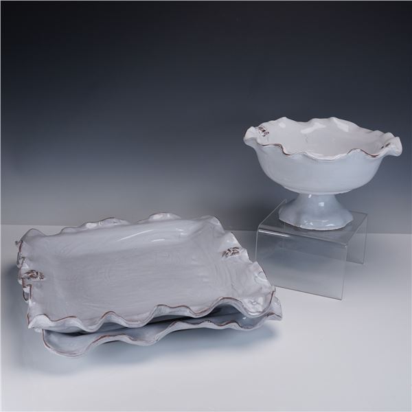 3pc Ceramic Serveware Set, Fleur de Lis by Abigails Italy