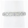 Image 3 : Antique Platinum 0.15 ctw Diamond Alternated Marquise & Square Eternity Band Rin