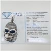 Image 2 : 1.84 ctw Blue Sapphire and 1.73 ctw Diamond 18K White Gold 3D Skull Enhancer
