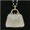 Image 6 : 14K TT Gold 1.25 ctw Diamond Functional Purse Charm Pendant w/ 25" Rolo Chain
