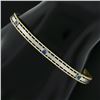 Image 7 : Antique Art Deco Solid 14K TT Gold Sapphire Etched 7.5" Slip On Bangle Bracelet