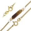 Image 4 : Vintage 10k Gold 14.8mm Bar Tigers Eye W/ Pearl & Gold Bead Ball Chain Necklace