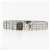 Image 5 : Antique French 18K Gold Plat 17.85 ctw Diamond & Sapphire Wide Statement Bracele