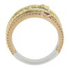 Image 8 : 14k Tri Color Gold .60 ctw Multi Color Sapphire & Diamond Crossover Wide Band Ri