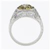 Image 9 : Antique Platinum GIA 2.64 ctw Old European Fancy Color Diamond Engraved Ring