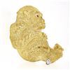Image 4 : 18K Yellow Gold Ruby & Diamond Detailed Textured Baby Gorilla Monkey Brooch Pin