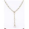 Image 2 : 14K Yellow Gold 3.7-6.3mm Cultured Pearl Dangle Drop Adjustable Chain Necklace