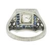 Image 7 : Antique Art Deco Platinum 1.42 ctw European Diamond & Sapphire Engagement Ring
