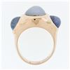 Image 8 : Men's Vintage Bold 14k Rose Gold 34.25 ctw Bezel Oval Star Sapphire 3 Stone Ring