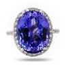 13.24 ctw Tanzanite and 0.60 ctw Diamond 18K White Gold Ring