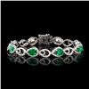 Image 1 : 8.88 ctw Emerald and 2.87 ctw Diamond Platinum Bracelet