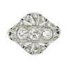 Image 4 : Antique Edwardian Platinum European Diamond Milgrain Engraved Dome Mosaic Ring