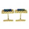 Image 7 : David Webb 18k Yellow Gold & Azurmalachite Lassoed Cylinder Hammered Cuff Links