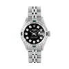 Image 2 : Rolex Ladies Stainless Steel Black Diamond And Emerald Date Wristwatch 26MM